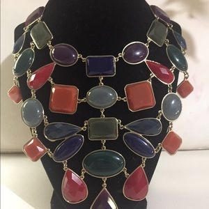Vintage 90s Liz Claiborne MultiColor Bubble/tile Statement Necklace Runway Chic